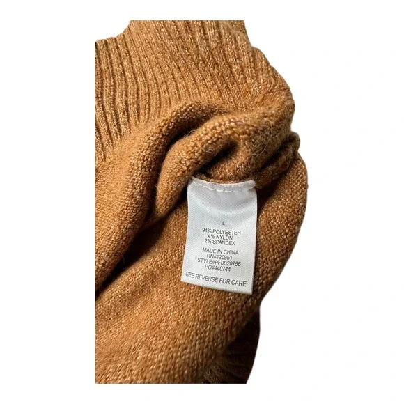 PINK ROSE Caramel Mock Neck Ribbed Knit Sweater Women's Size L - Picture 6 of 9